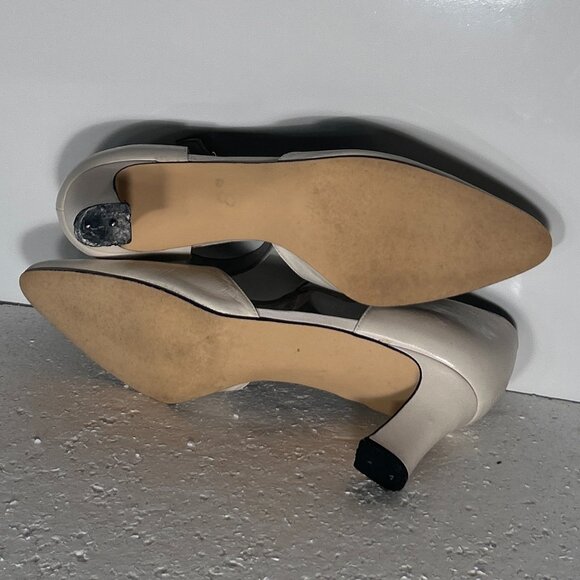Liz Claiborne SZ7.5N Ivory Leather T-Strap Heels Formal Career Wedding Chic - Picture 9 of 9
